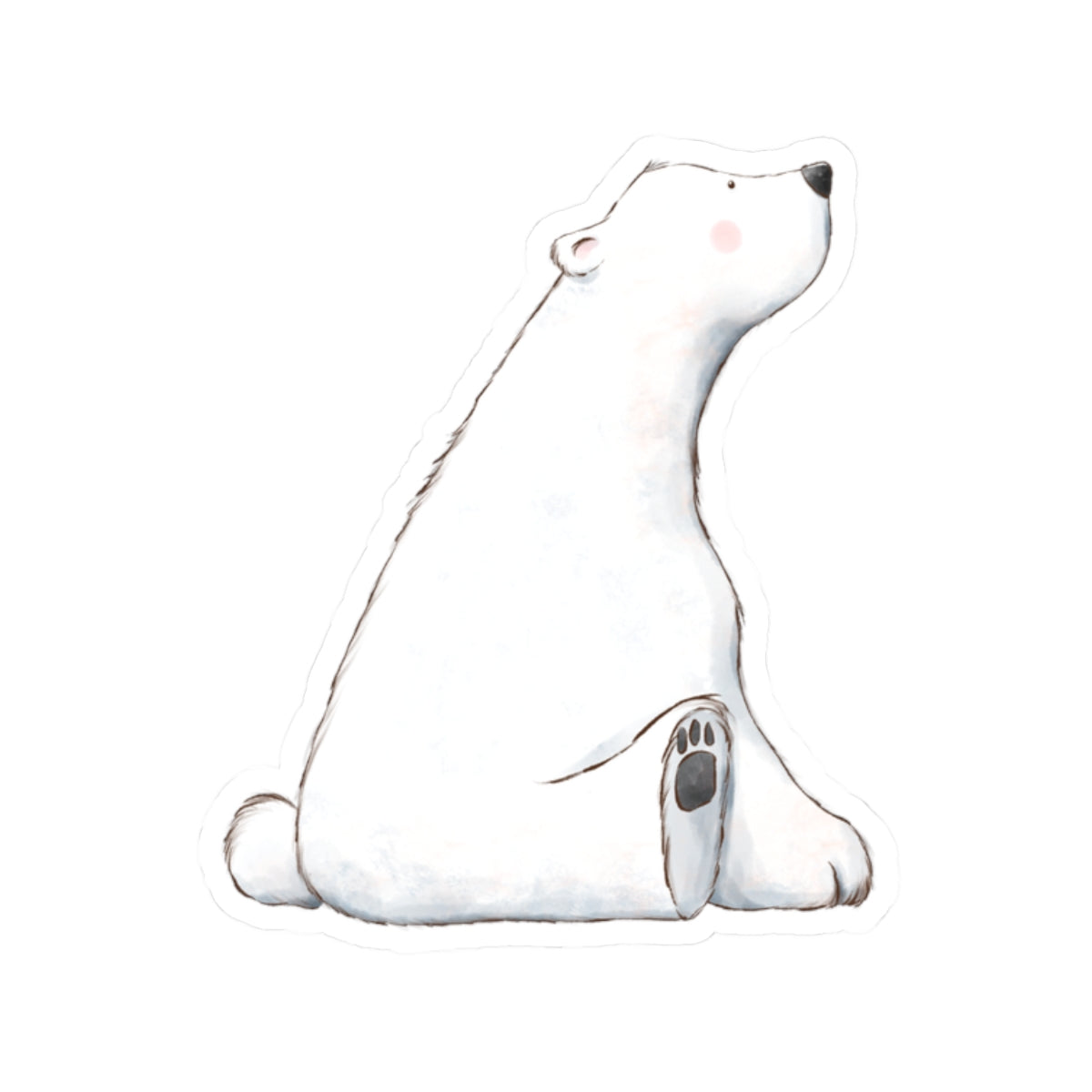 Polar Bear Sticker | Side View Sitting Looking Up | Cozy Winter Vinyl Decal | Festive Holiday Design