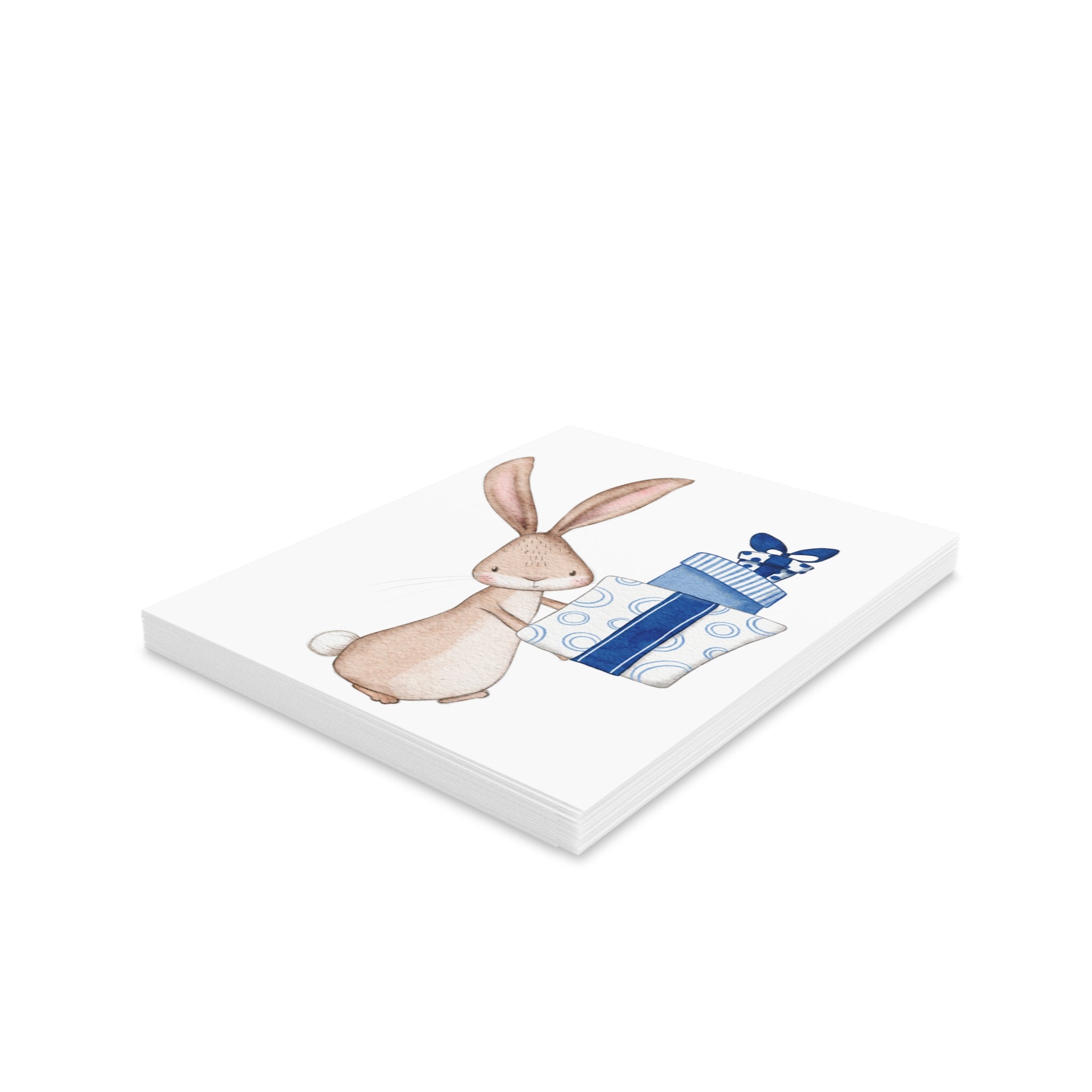 Bunny Holding Presents Greeting Card | Cozy Christmas Card | Woodland Winter Holiday Design