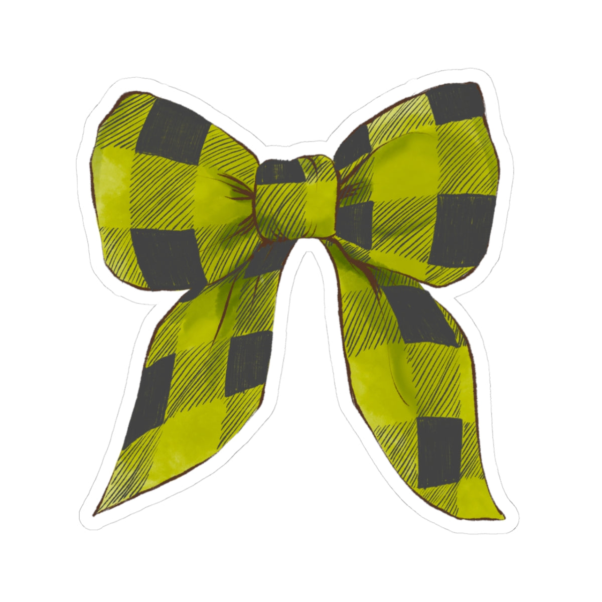Bow Sticker | Green Buffalo Plaid | Cozy Christmas Vinyl Decal | Festive Holiday Design