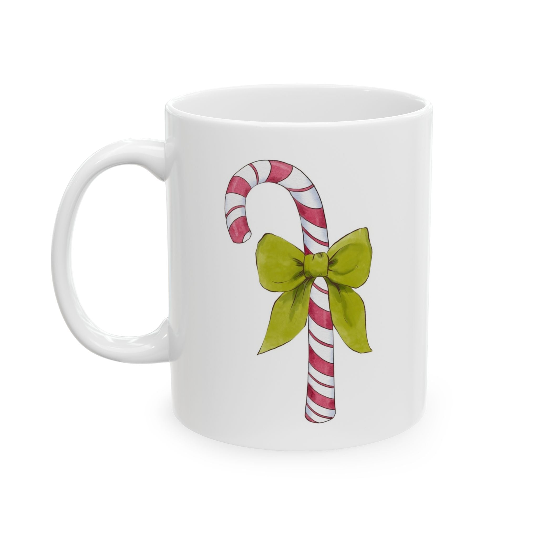 Candy Cane Mug | Festive Christmas Coffee Cup with Hot Cocoa Recipe | Cozy Holiday Ceramic Mug
