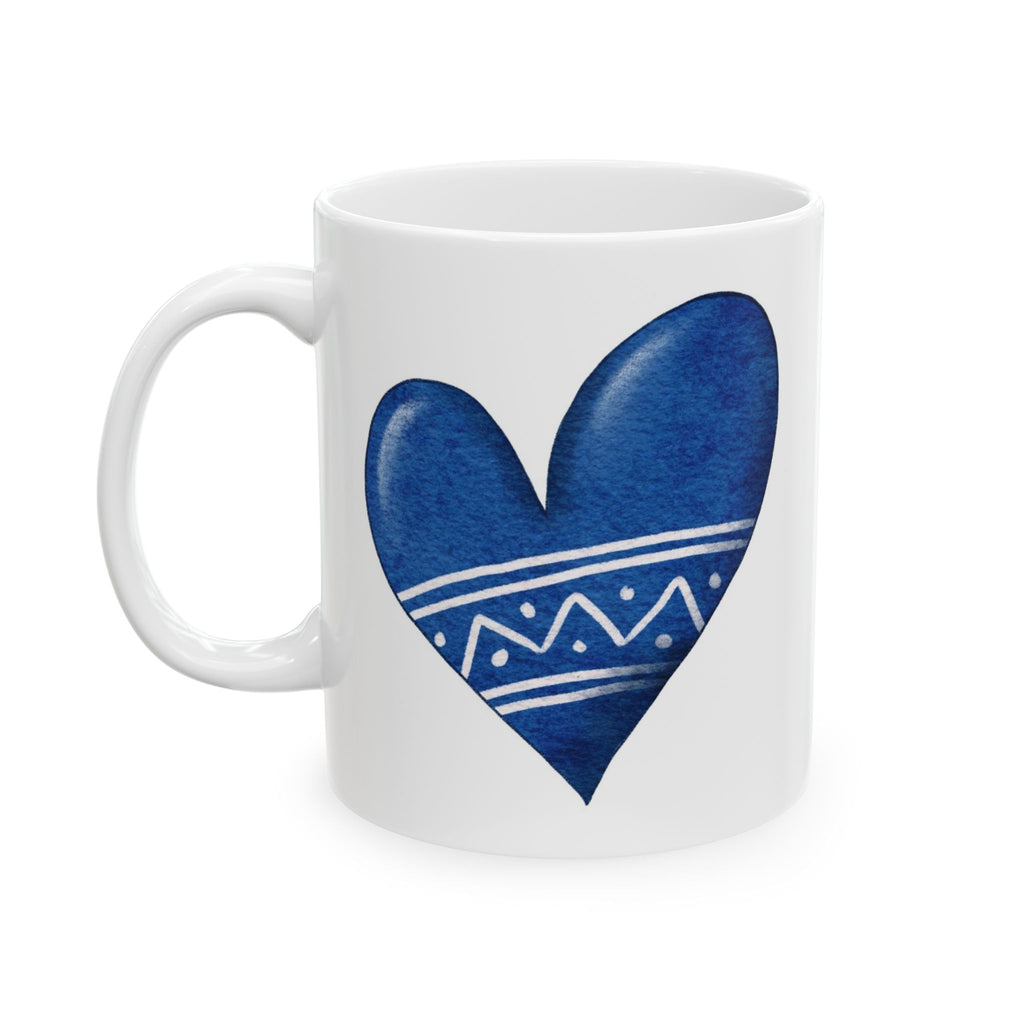 Waiting for Winter Mug | Blue Heart Winter Coffee Cup | Cozy Seasonal Ceramic Mug