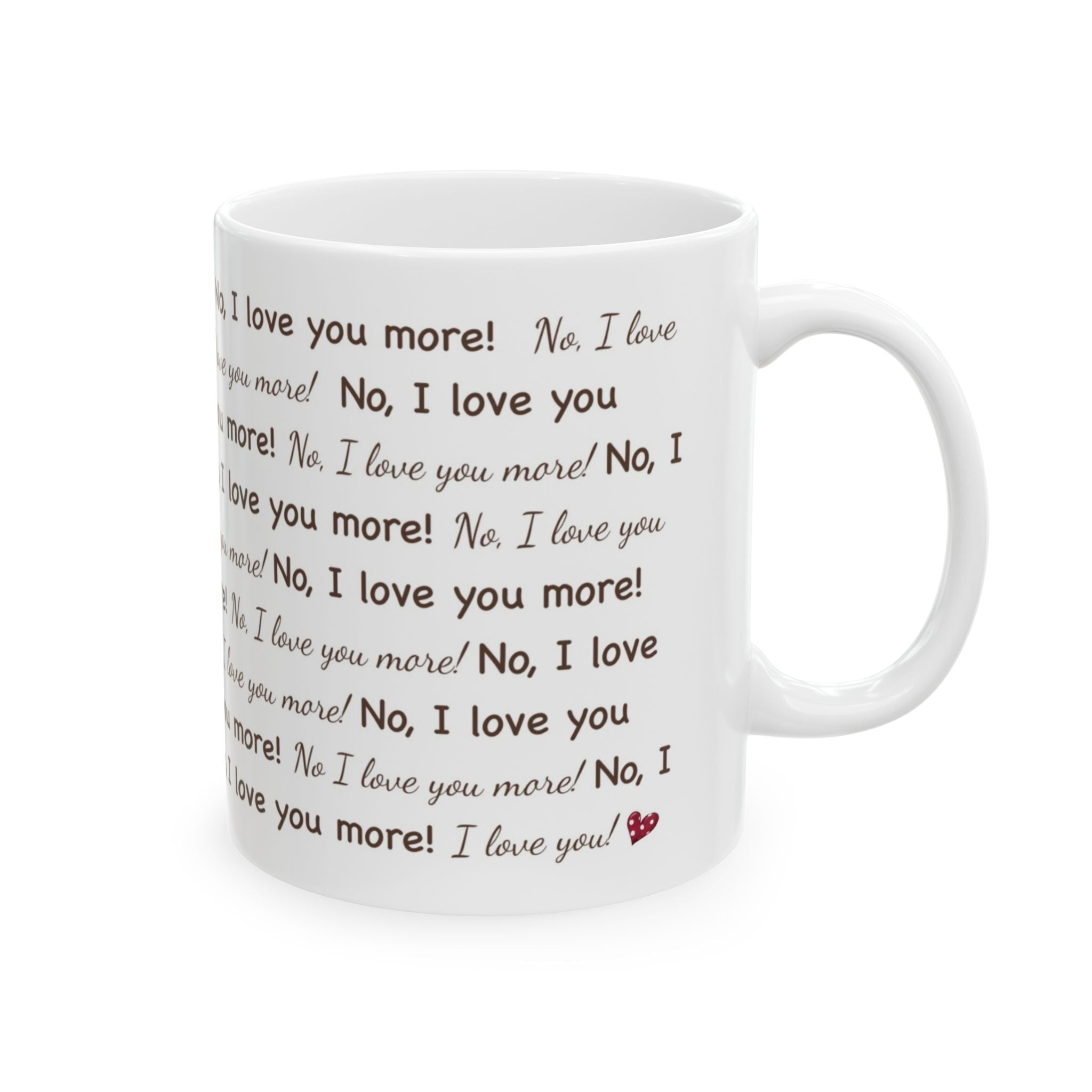 I Love You More Red Heart Mug | Cozy Ceramic Coffee Cup | Romantic Gift for Christmas or Everyday
