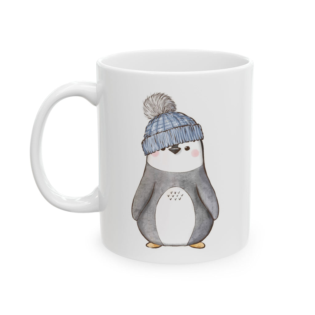 Penguin Mug with Stocking Cap | Cozy Christmas Coffee Cup with Hot Cocoa Recipe | Holiday Ceramic Mug