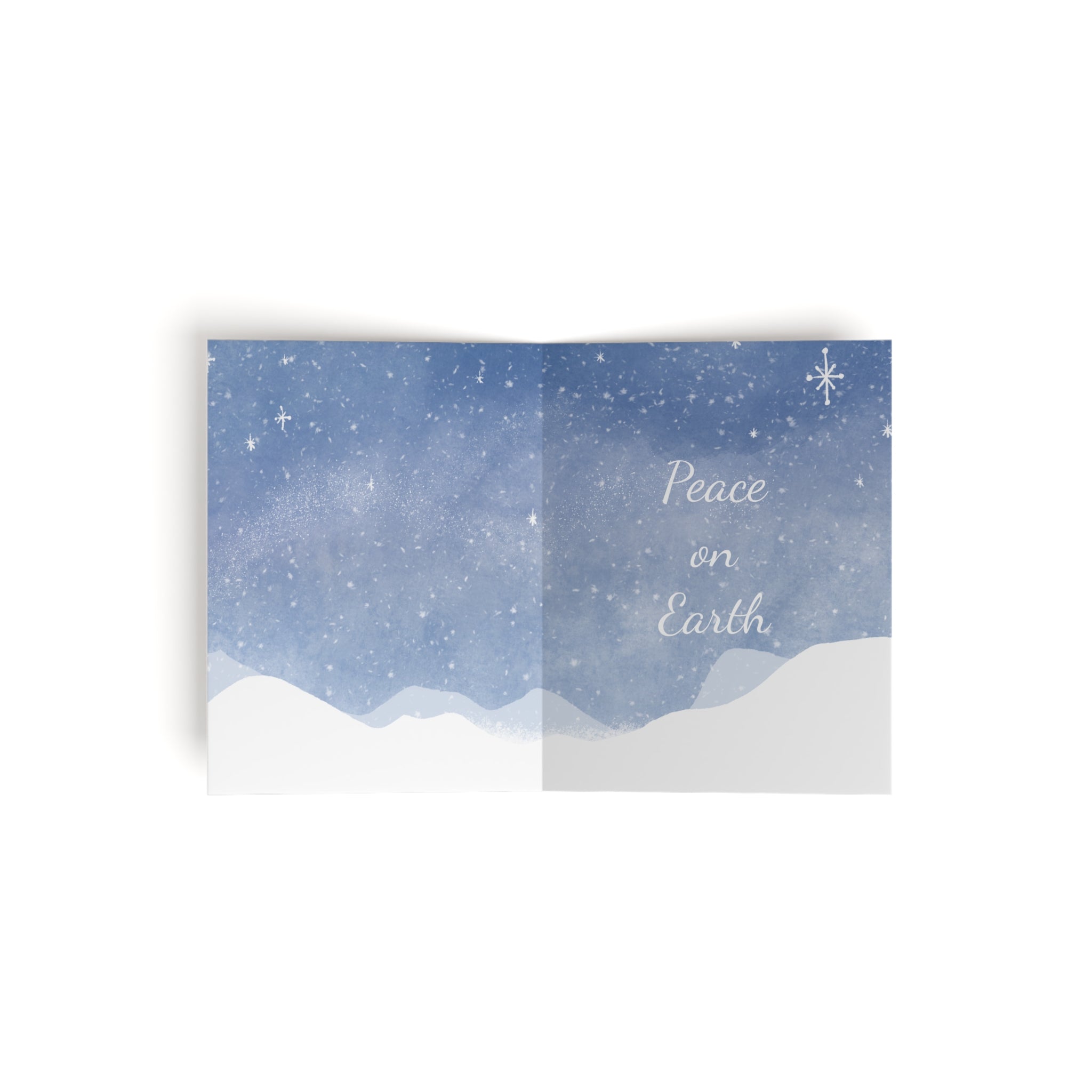 Polar Bear Greeting Card | Peace On Earth Christmas Card | Cozy Winter Night Holiday Card