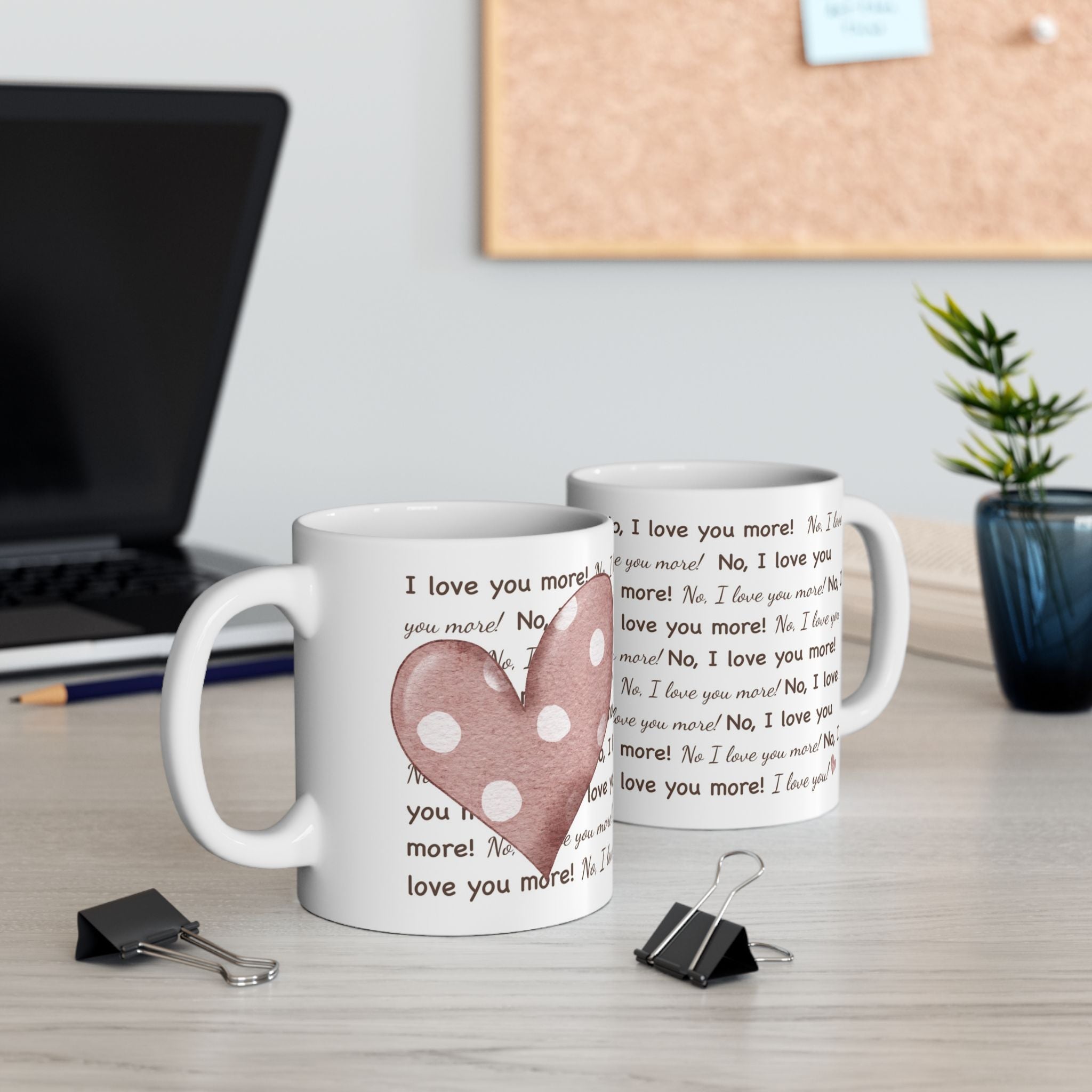 I Love You More Pink Heart Mug | Cozy Ceramic Coffee Cup | Romantic Gift for Christmas or Everyday