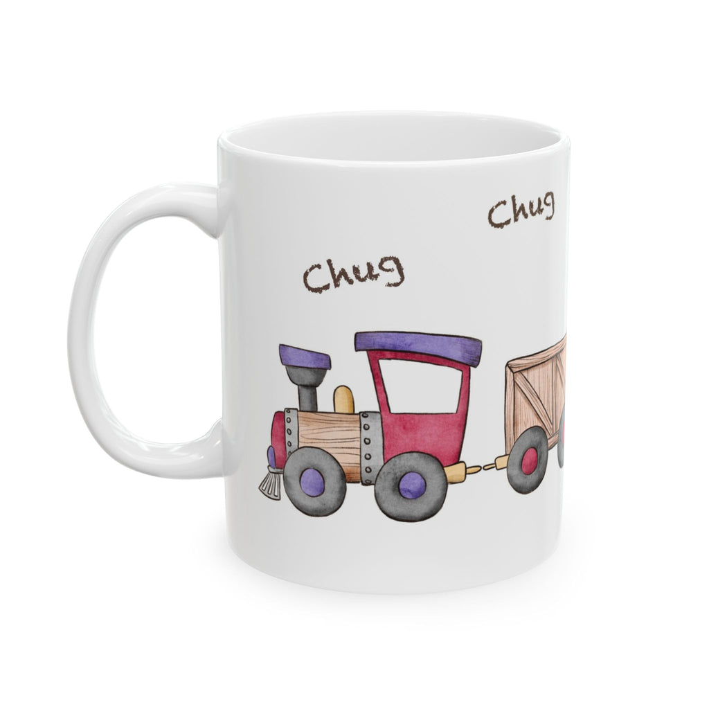 Christmas Train Mug | ‘Chug, Chug, Chug!’ Holiday Coffee Cup | Festive Ceramic Winter Mug