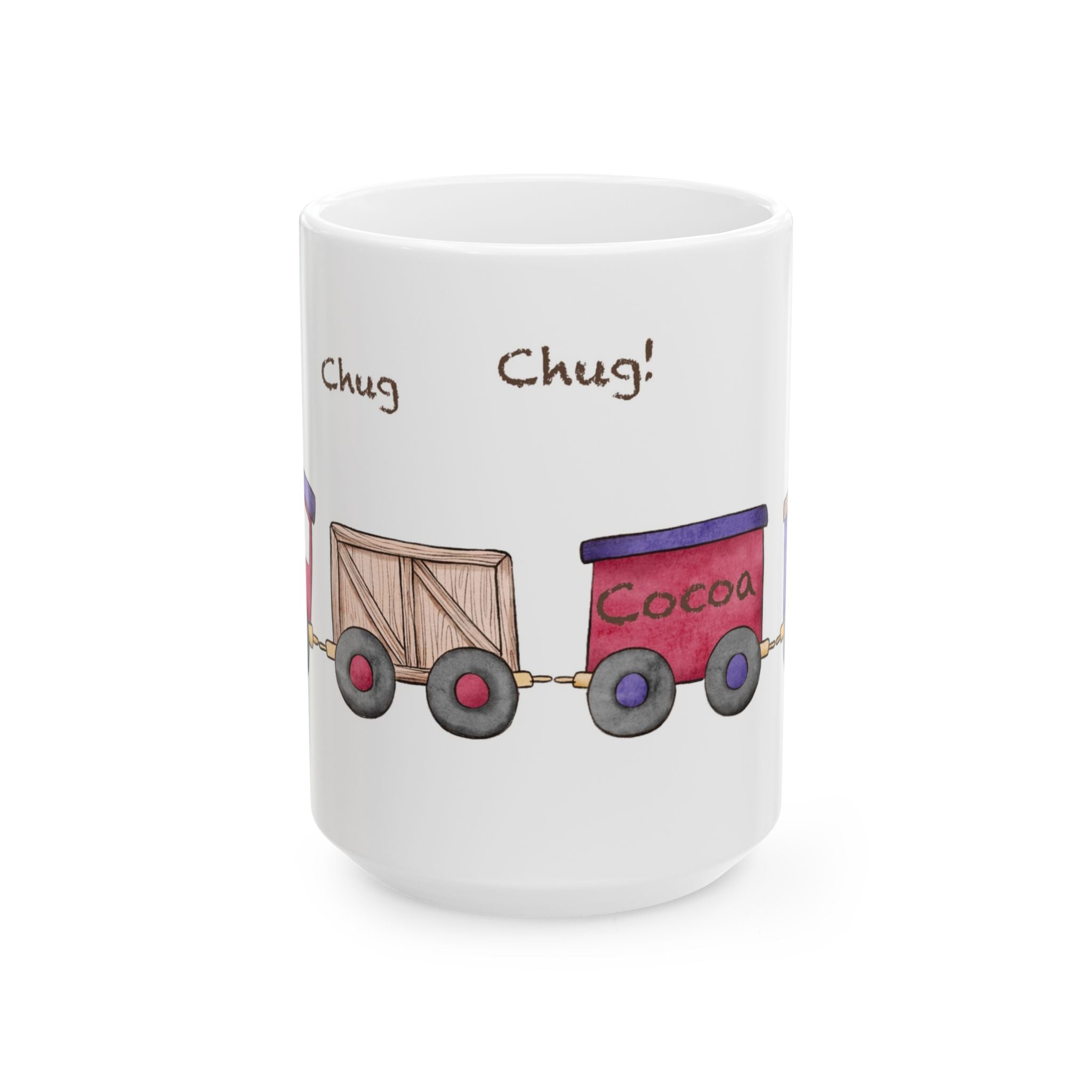 Christmas Train Mug | ‘Chug, Chug, Chug!’ Holiday Coffee Cup | Festive Ceramic Winter Mug