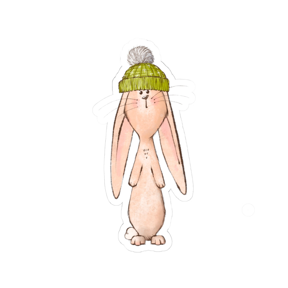 Bunny Sticker | Green Stocking Cap | Cozy Christmas Vinyl Decal | Festive Holiday Bunny Design