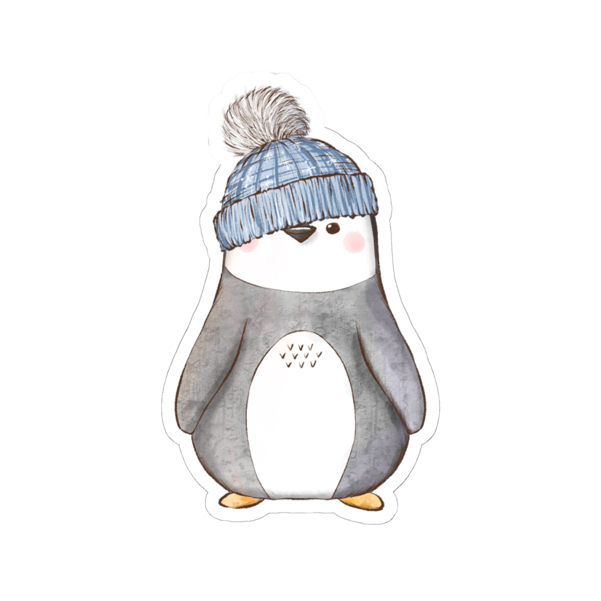 Penguin Sticker | Blue Stocking Cap | Cozy Christmas Vinyl Decal | Festive Holiday Penguin Design