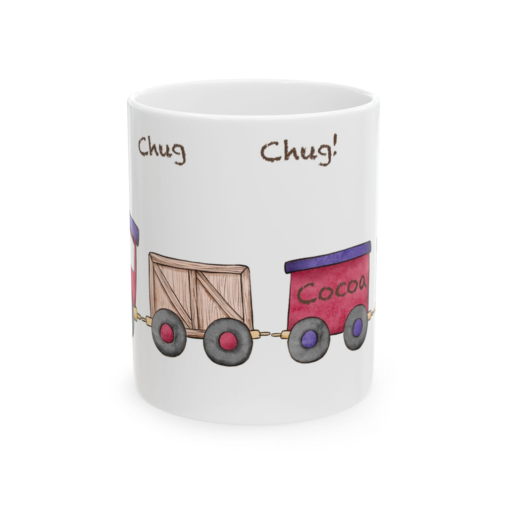 Christmas Train Mug | ‘Chug, Chug, Chug!’ Holiday Coffee Cup | Festive Ceramic Winter Mug