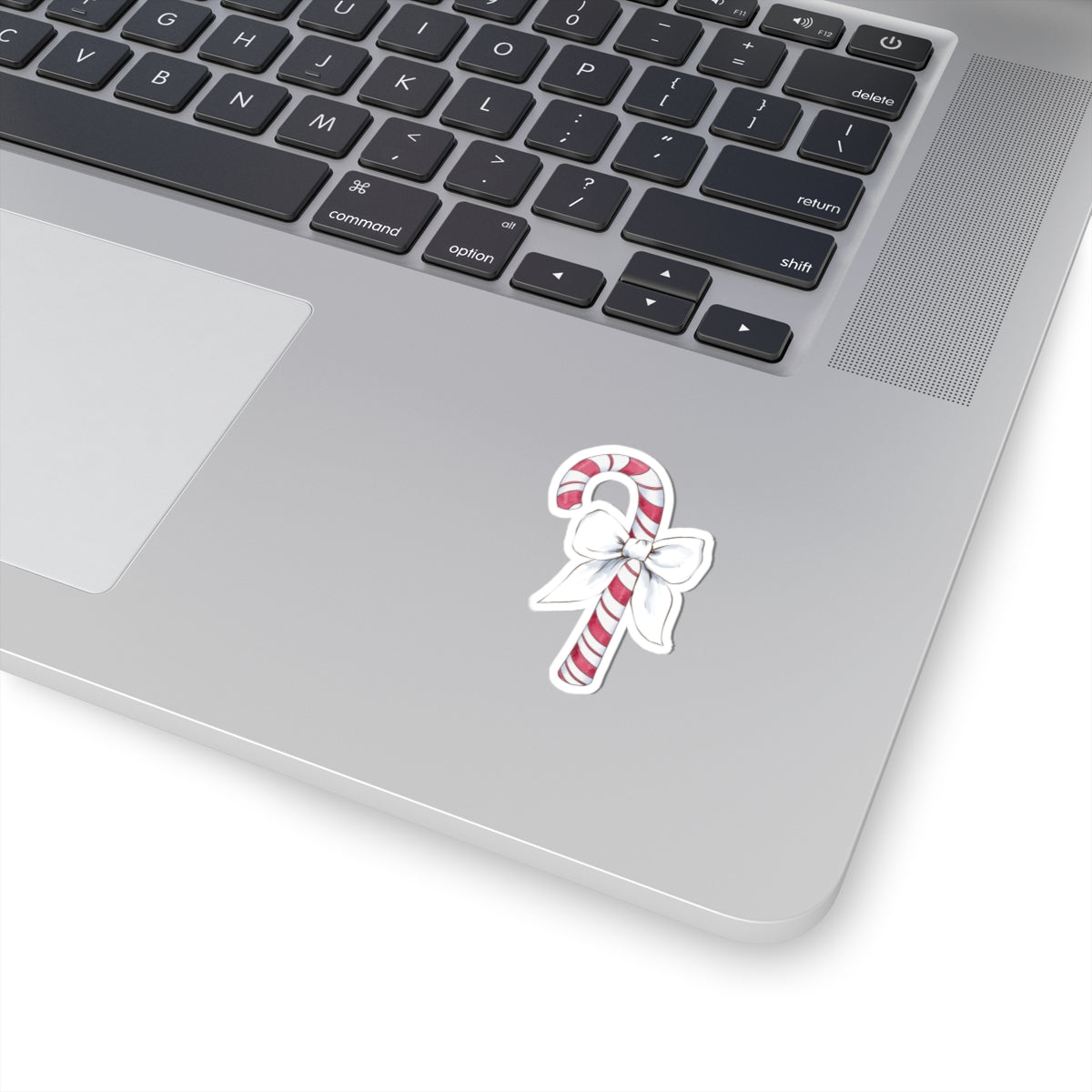 Candy Cane Sticker | White Bow | Cozy Christmas Vinyl Decal | Festive Holiday Design