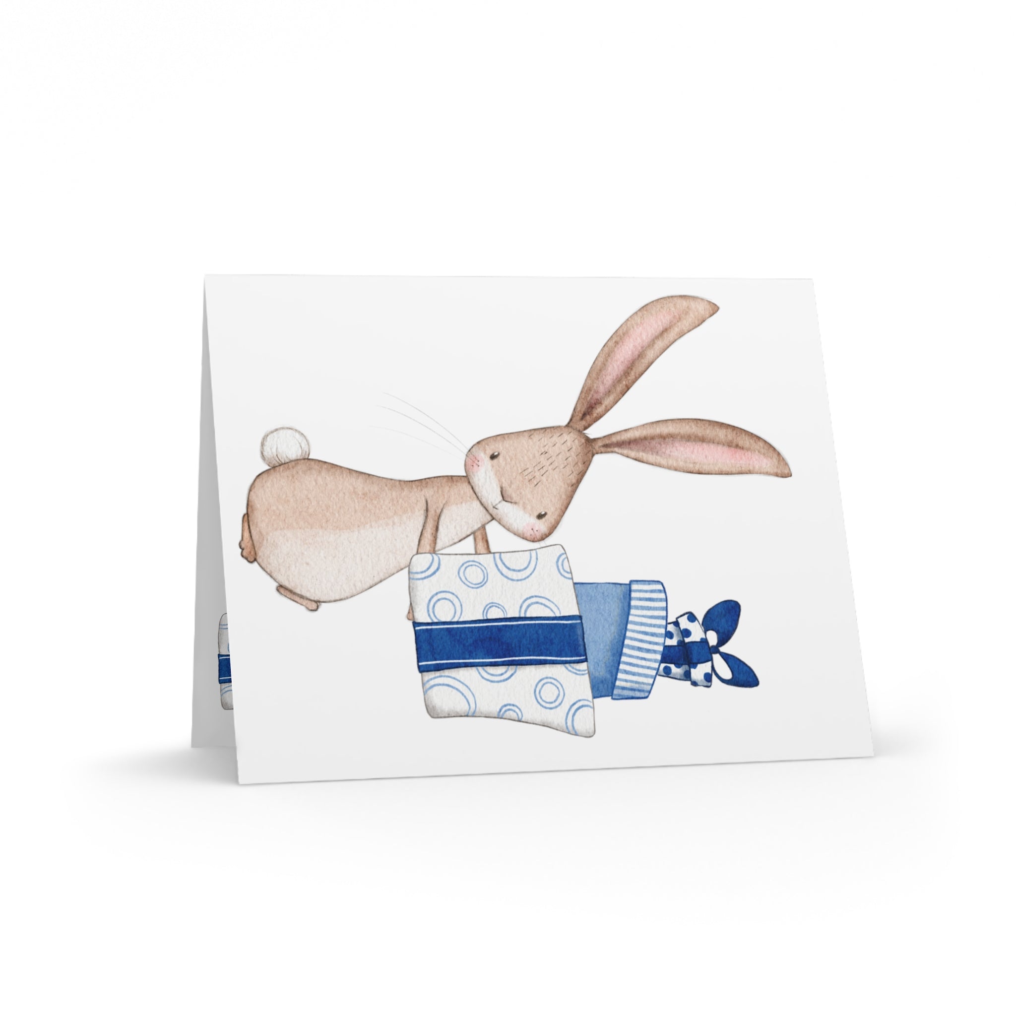 Bunny Holding Presents Greeting Card | Cozy Christmas Card | Woodland Winter Holiday Design