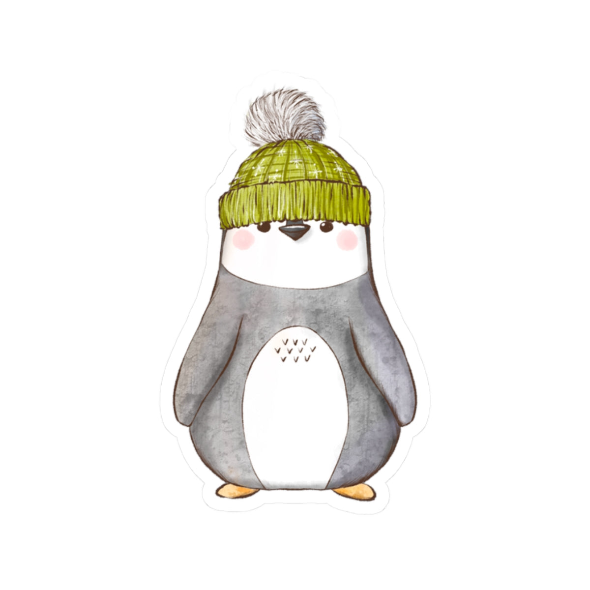 Penguin Sticker | Green Stocking Cap | Cozy Christmas Vinyl Decal | Festive Holiday Penguin Design