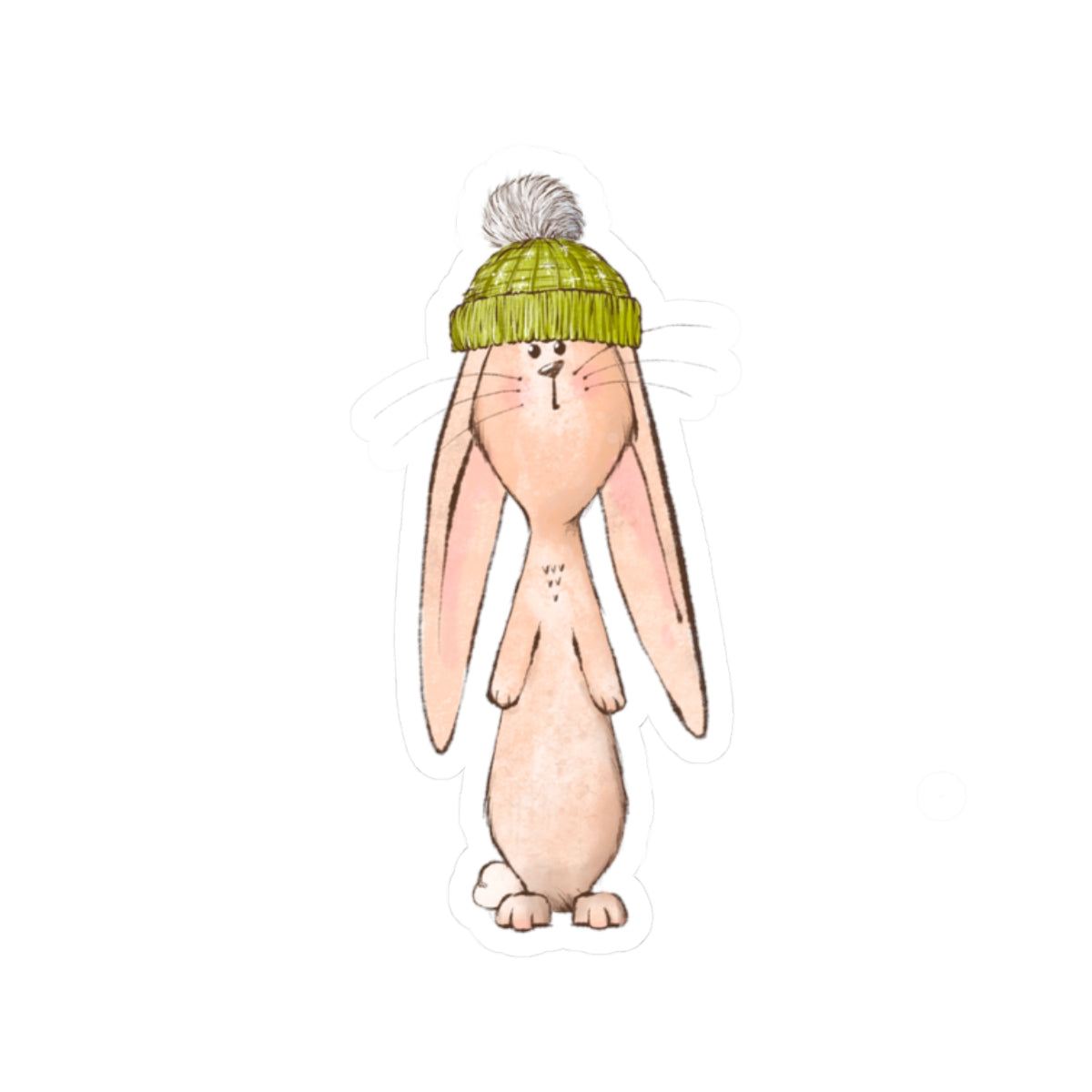 Bunny Sticker | Green Stocking Cap | Cozy Christmas Vinyl Decal | Festive Holiday Bunny Design