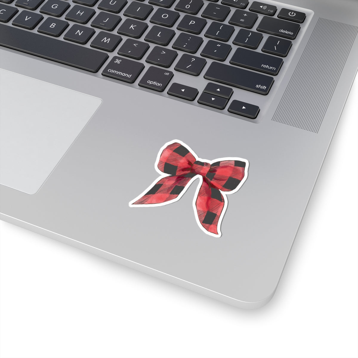 Bow Sticker | Red Buffalo Plaid | Cozy Christmas Vinyl Decal | Festive Holiday Design