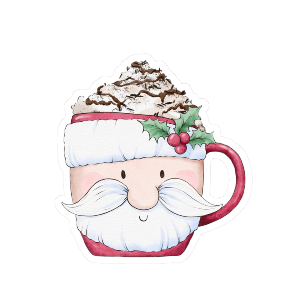 Santa Claus Mug Sticker | Cozy Christmas Vinyl Sticker | Festive Holiday Cup Design Decal