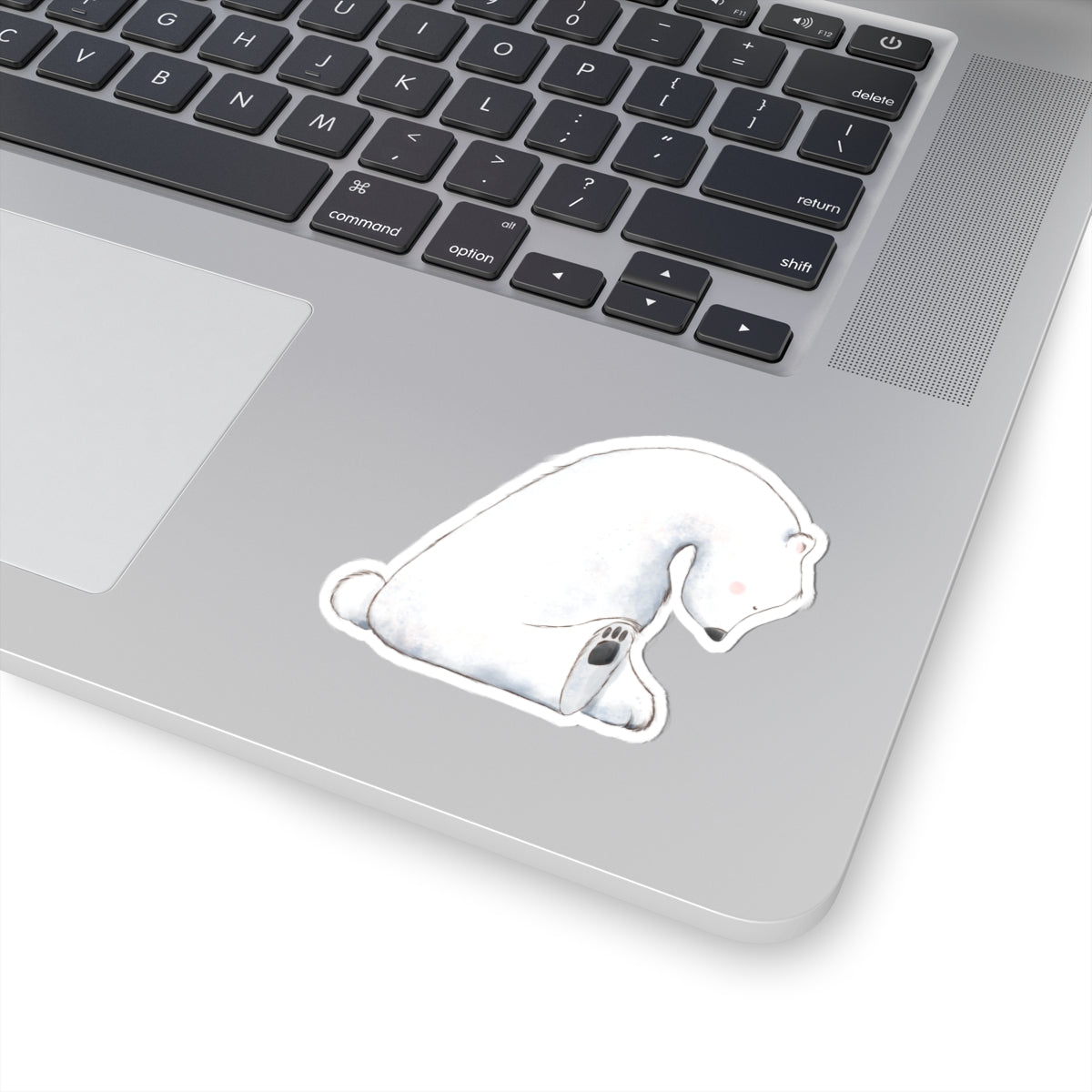 Polar Bear Sticker | Side View Sitting Looking Down | Cozy Winter Vinyl Decal | Festive Holiday Design