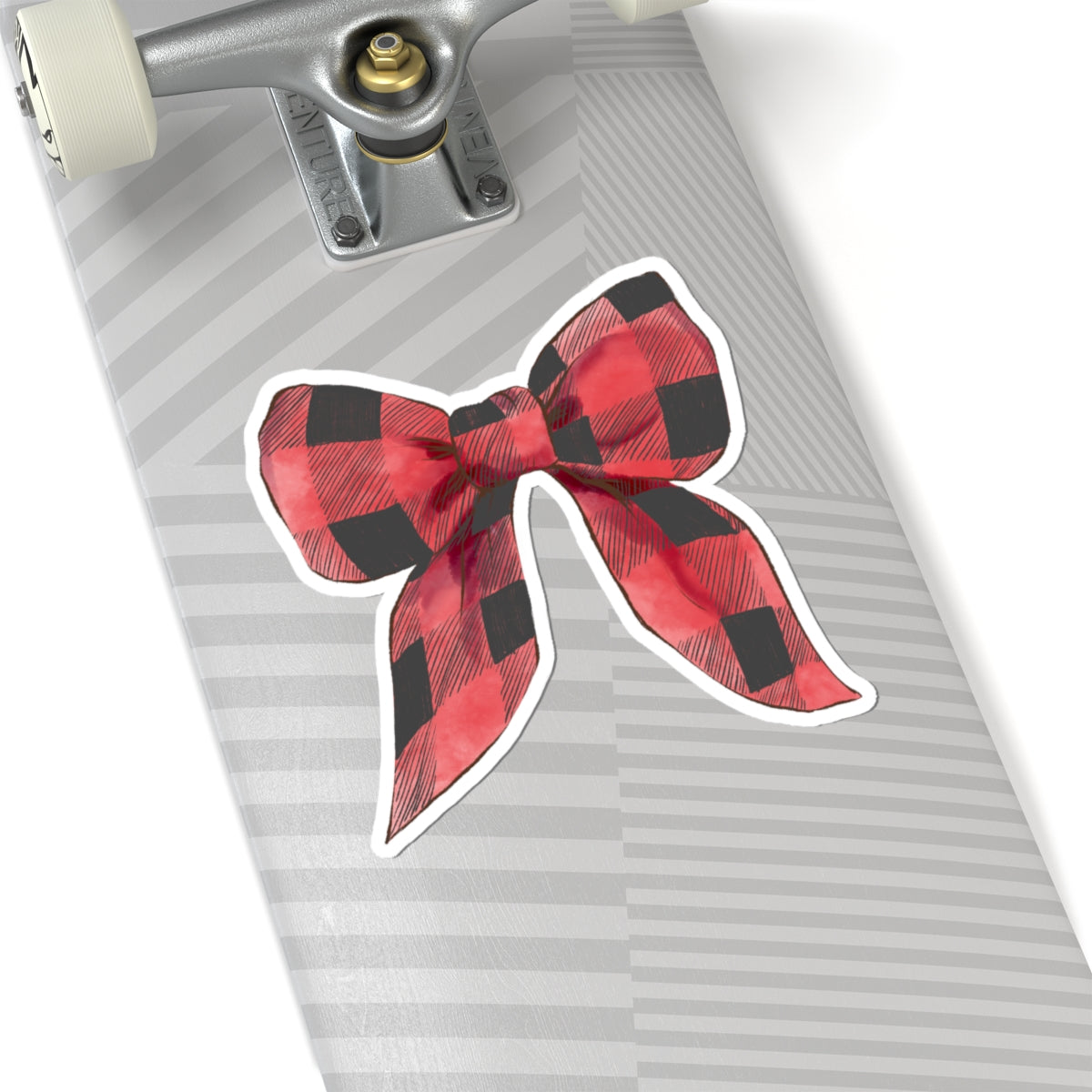 Bow Sticker | Red Buffalo Plaid | Cozy Christmas Vinyl Decal | Festive Holiday Design