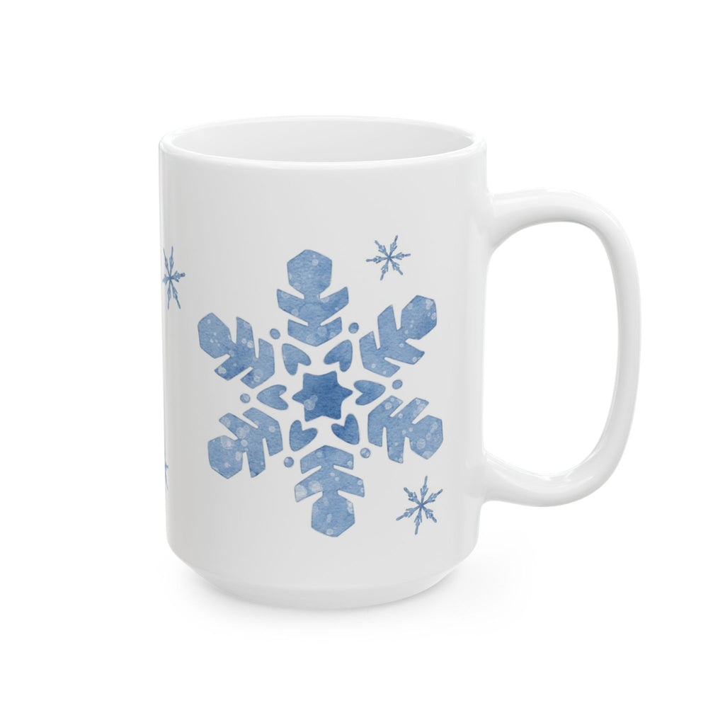 Snowflake Pattern Mug | Cozy Winter Coffee Cup | Minimalist Holiday Ceramic Mug