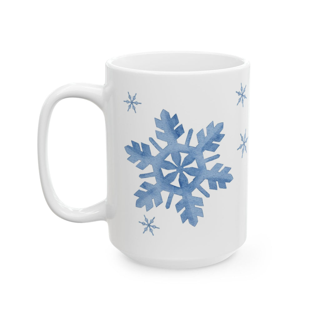 Snowflake Pattern Mug | Cozy Winter Coffee Cup | Minimalist Holiday Ceramic Mug