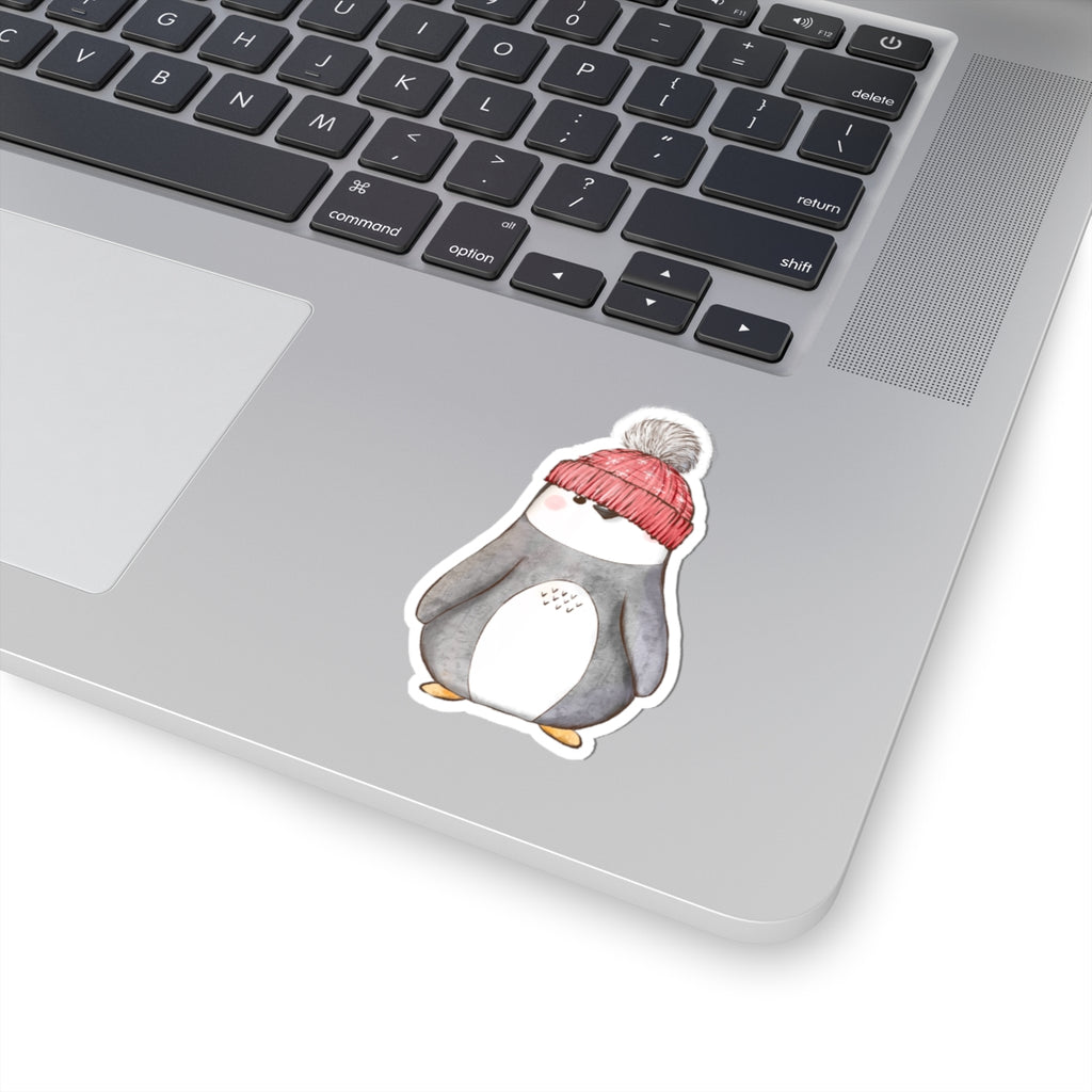 Penguin Sticker | Red Stocking Cap | Cozy Christmas Vinyl Decal | Festive Holiday Penguin Design