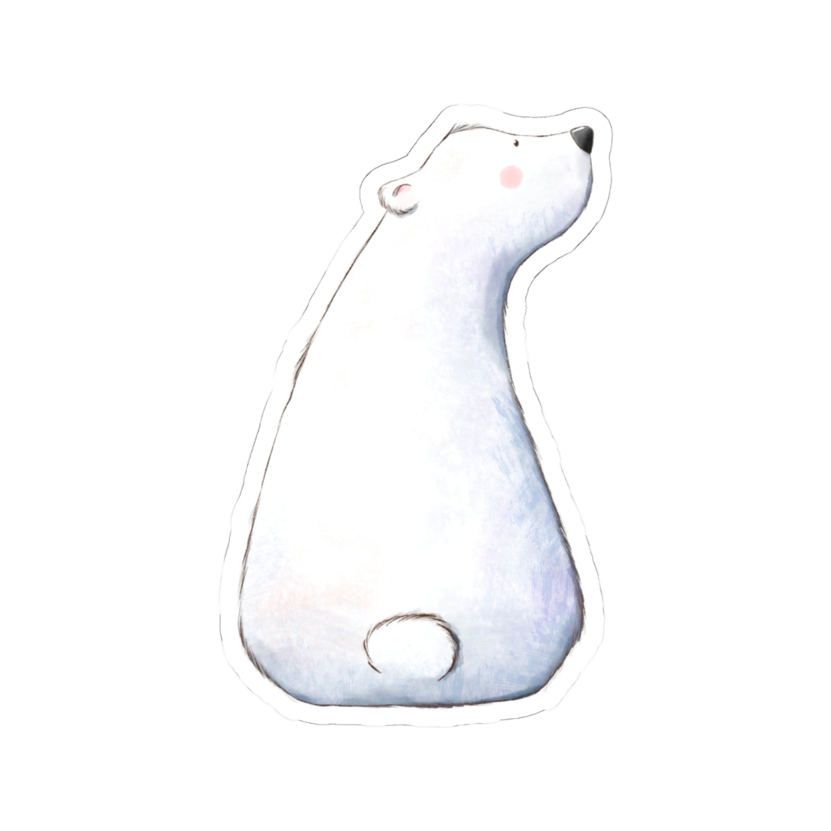 Polar Bear Sticker | Back View Sitting Looking Up | Cozy Winter Vinyl Decal | Festive Holiday Design