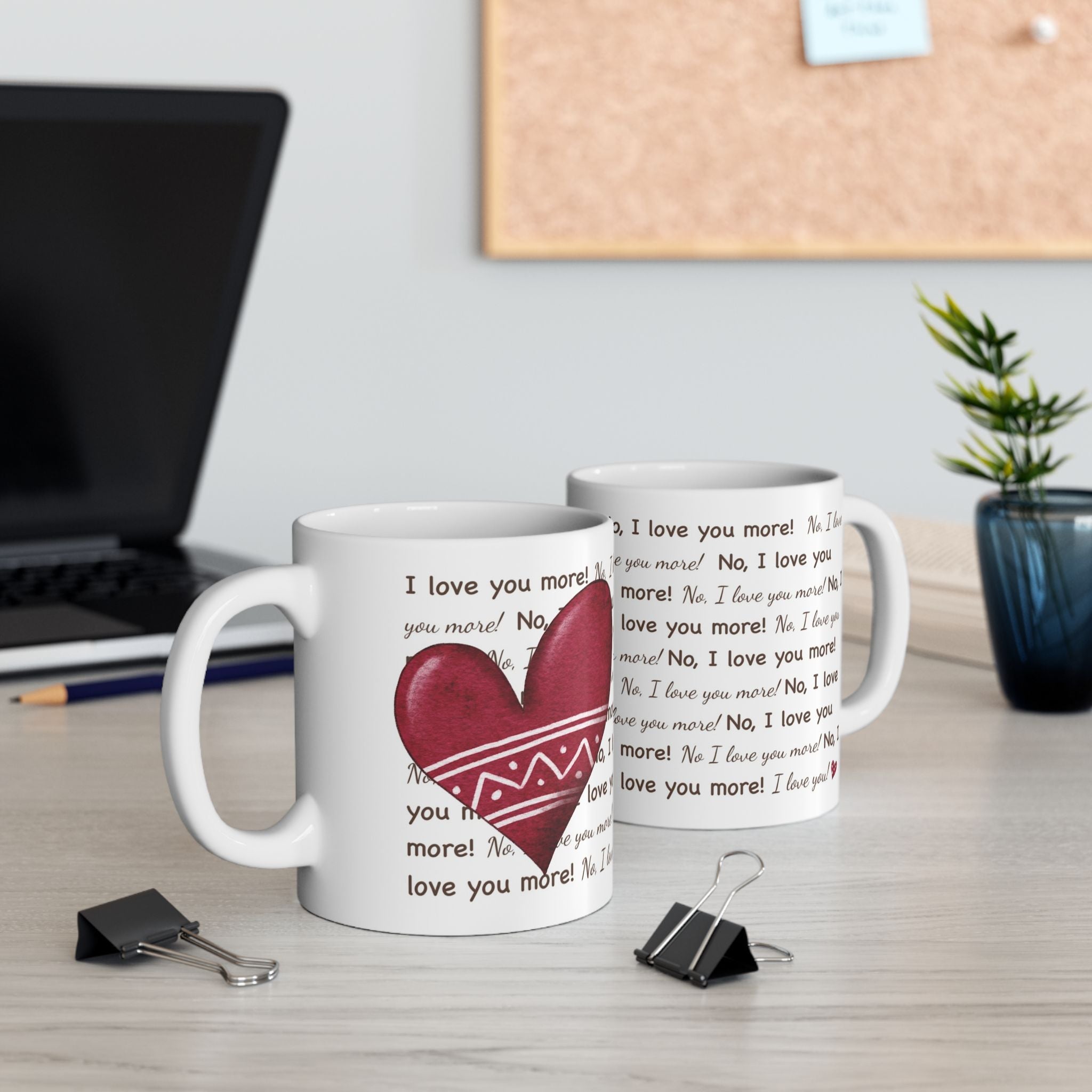 I Love You More Red Heart Mug | Cozy Ceramic Coffee Cup | Romantic Gift for Christmas or Everyday