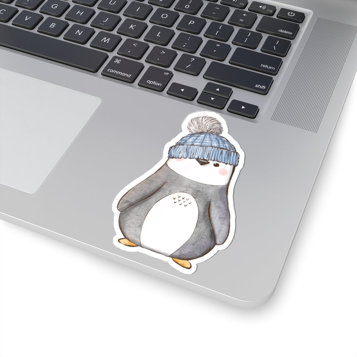 Penguin Sticker | Blue Stocking Cap | Cozy Christmas Vinyl Decal | Festive Holiday Penguin Design
