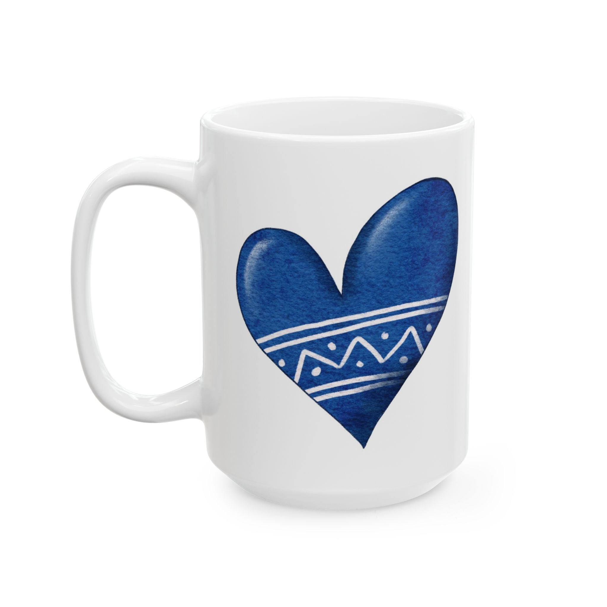 Waiting for Winter Mug | Blue Heart Winter Coffee Cup | Cozy Seasonal Ceramic Mug
