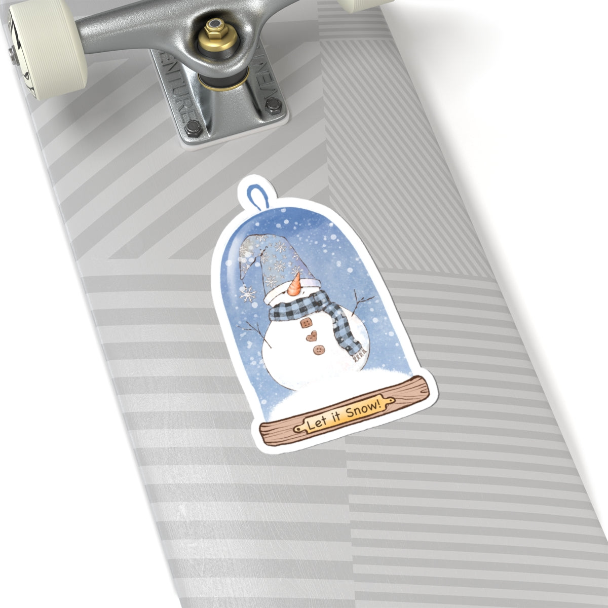 Snowman Snow Globe Sticker | ‘Let It Snow!’ Cozy Christmas Vinyl Decal | Festive Holiday Design