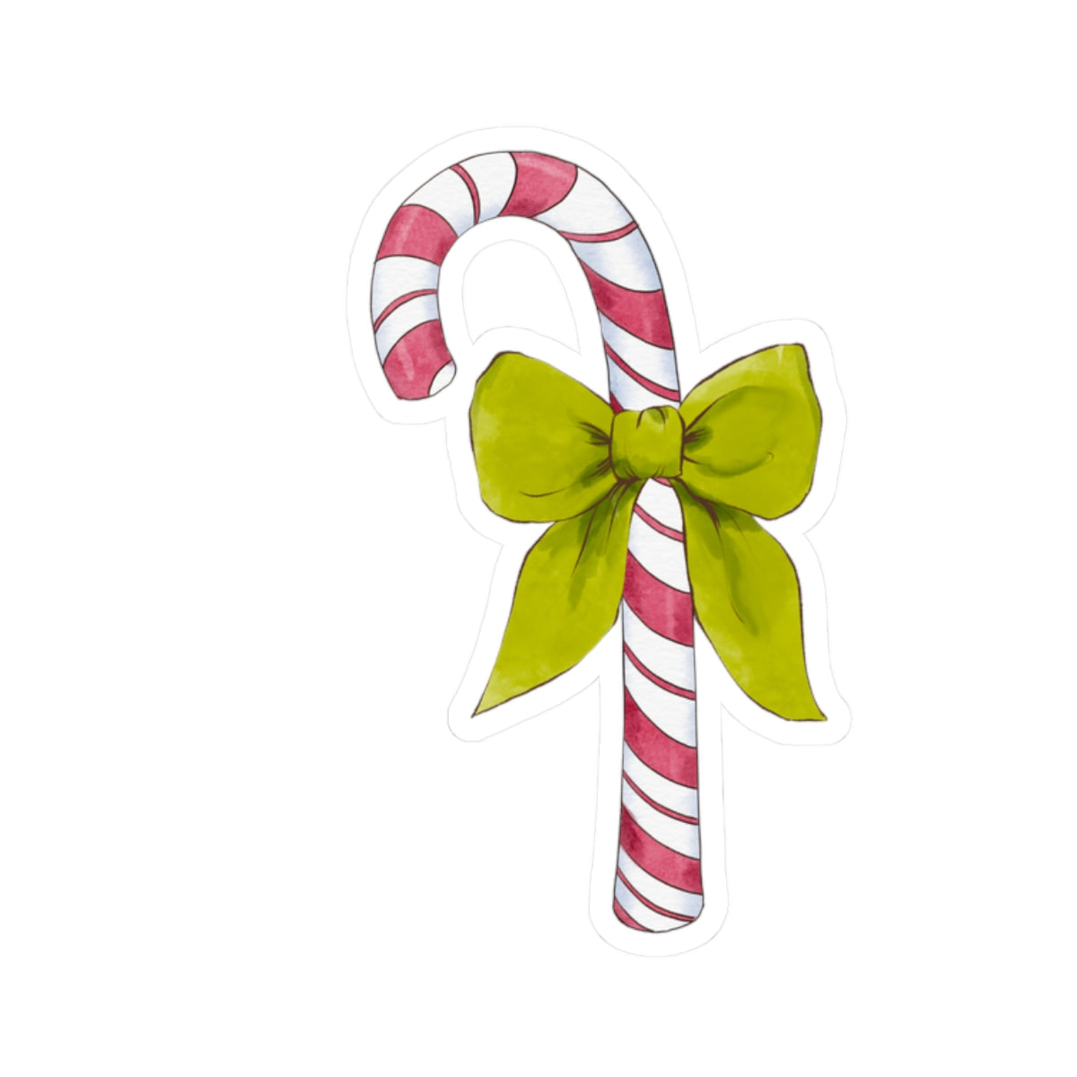 Candy Cane Sticker | Green Bow | Cozy Christmas Vinyl Decal | Festive Holiday Design