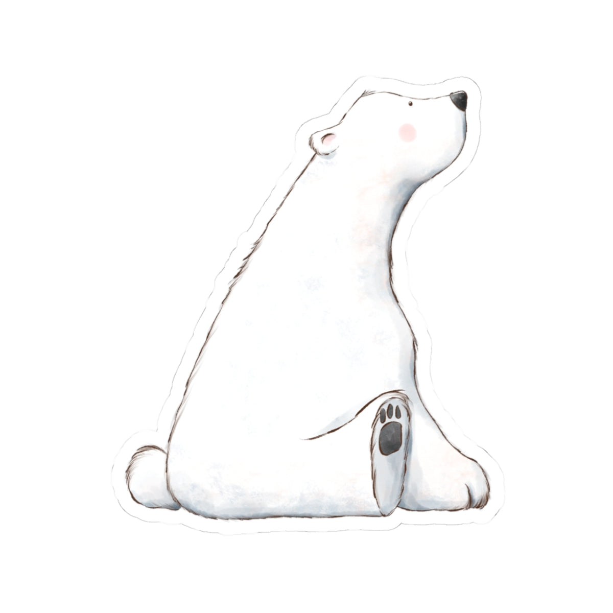 Polar Bear Sticker | Side View Sitting Looking Up | Cozy Winter Vinyl Decal | Festive Holiday Design