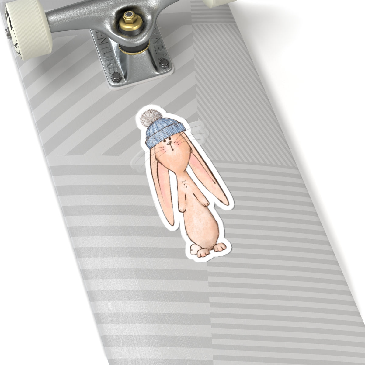 Bunny Sticker | Blue Stocking Cap | Cozy Christmas Vinyl Decal | Festive Holiday Bunny Design