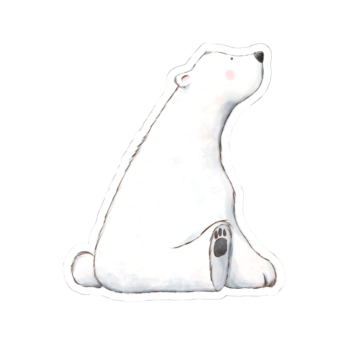 Polar Bear Sticker | Side View Sitting Looking Up | Cozy Winter Vinyl Decal | Festive Holiday Design