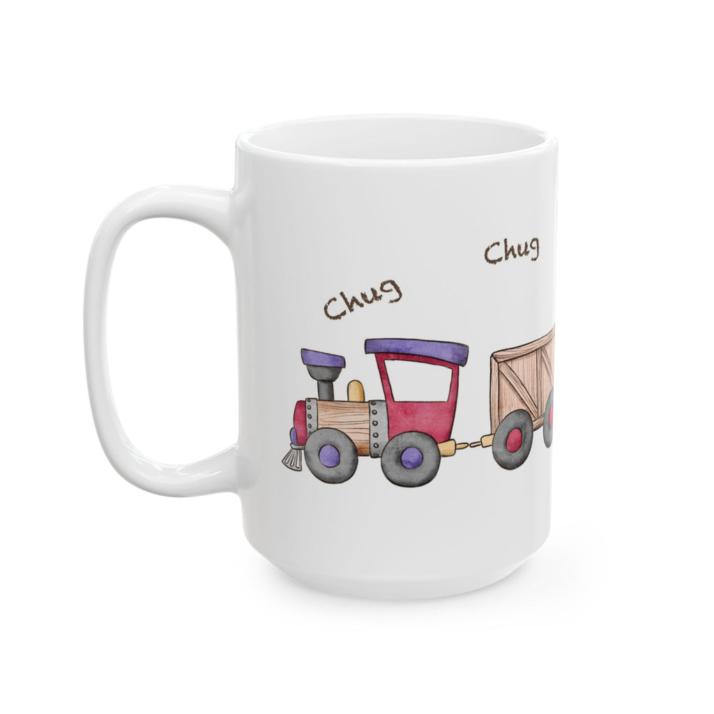 Christmas Train Mug | ‘Chug, Chug, Chug!’ Holiday Coffee Cup | Festive Ceramic Winter Mug
