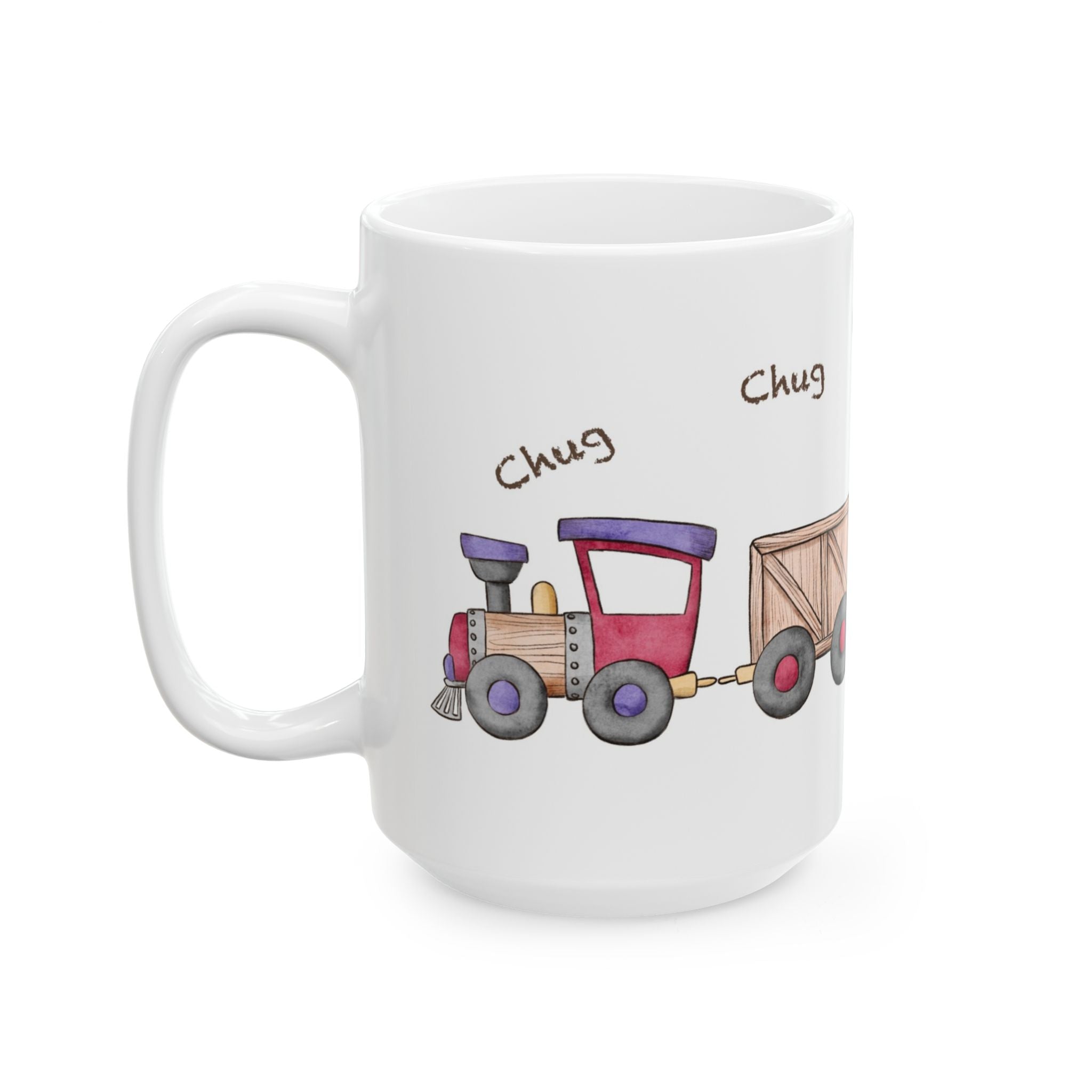 Christmas Train Mug | ‘Chug, Chug, Chug!’ Holiday Coffee Cup | Festive Ceramic Winter Mug
