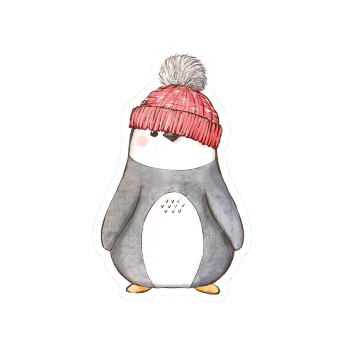 Penguin Sticker | Red Stocking Cap | Cozy Christmas Vinyl Decal | Festive Holiday Penguin Design