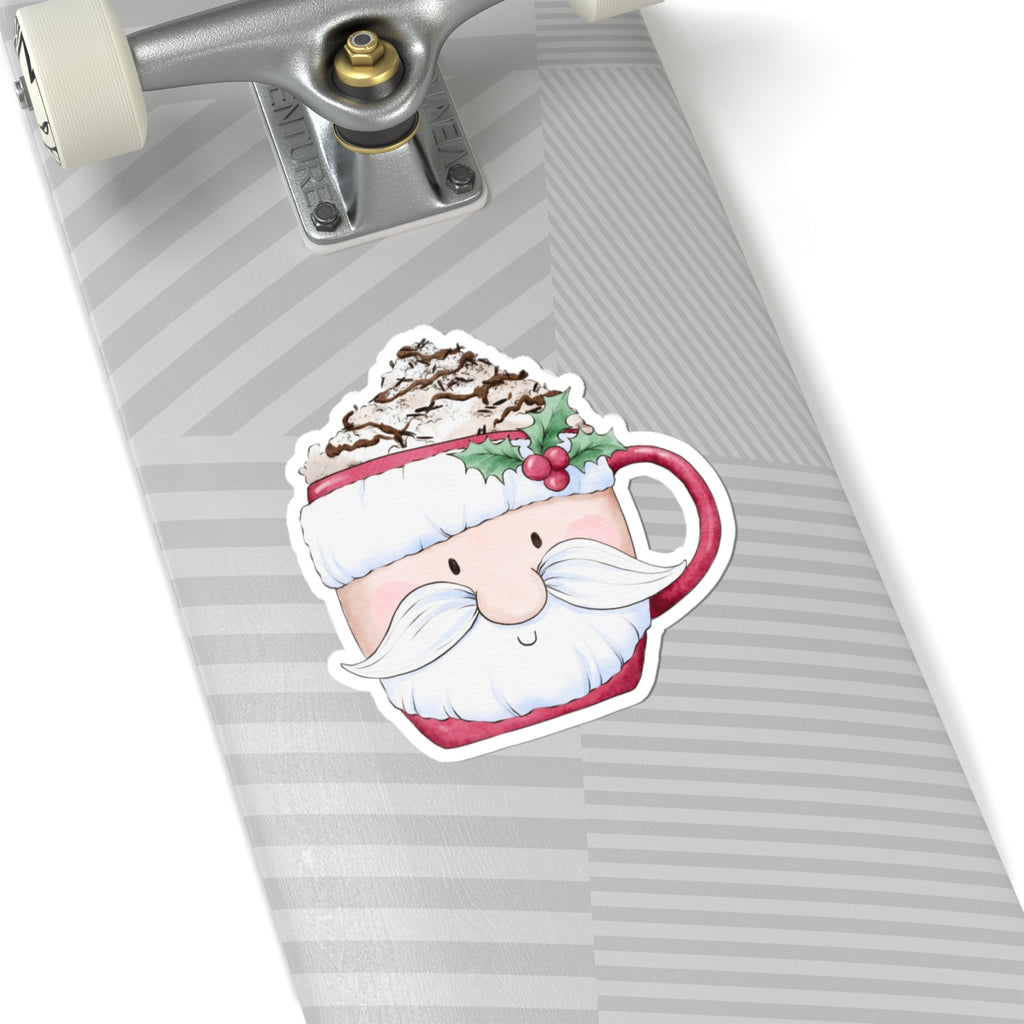 Santa Claus Mug Sticker | Cozy Christmas Vinyl Sticker | Festive Holiday Cup Design Decal