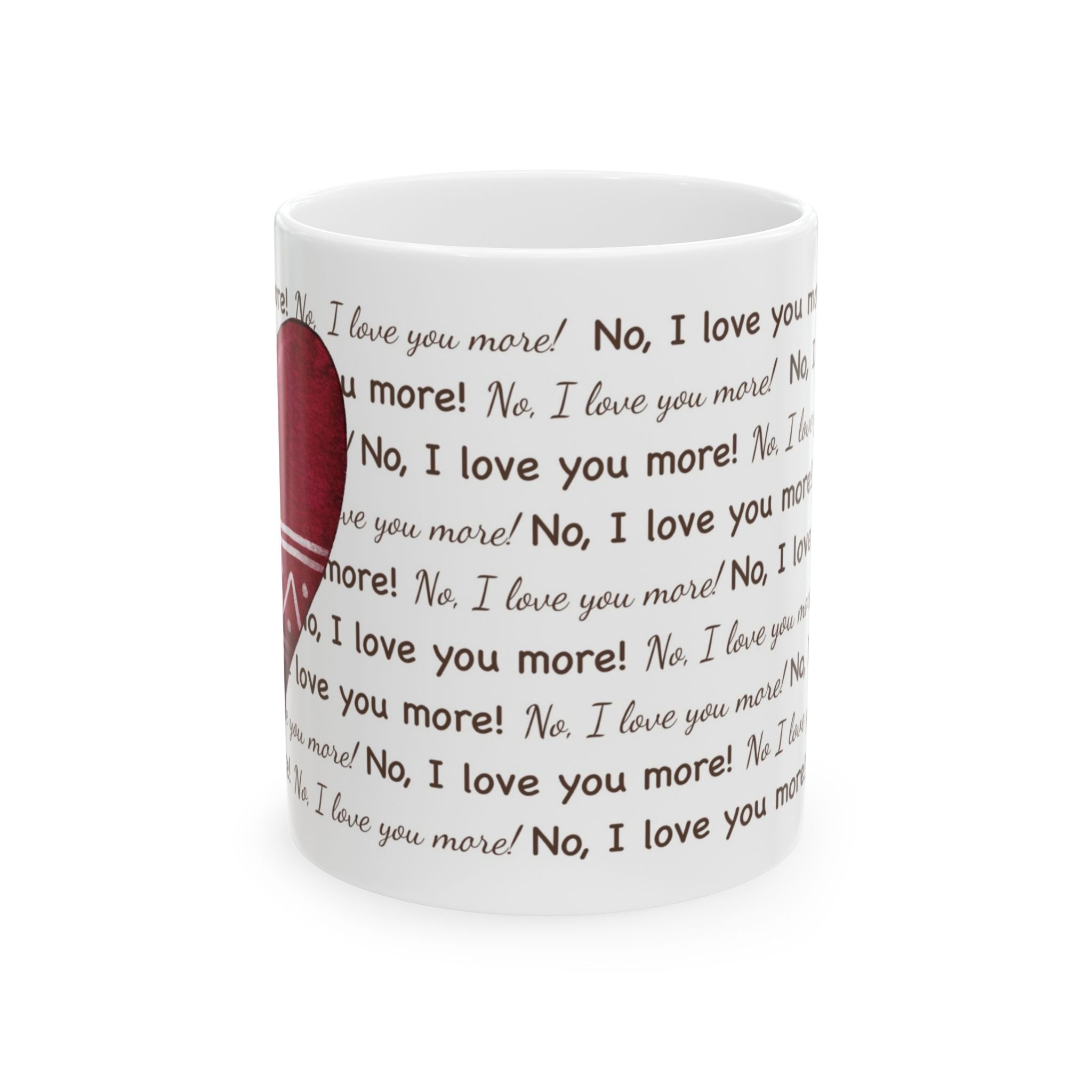 I Love You More Red Heart Mug | Cozy Ceramic Coffee Cup | Romantic Gift for Christmas or Everyday