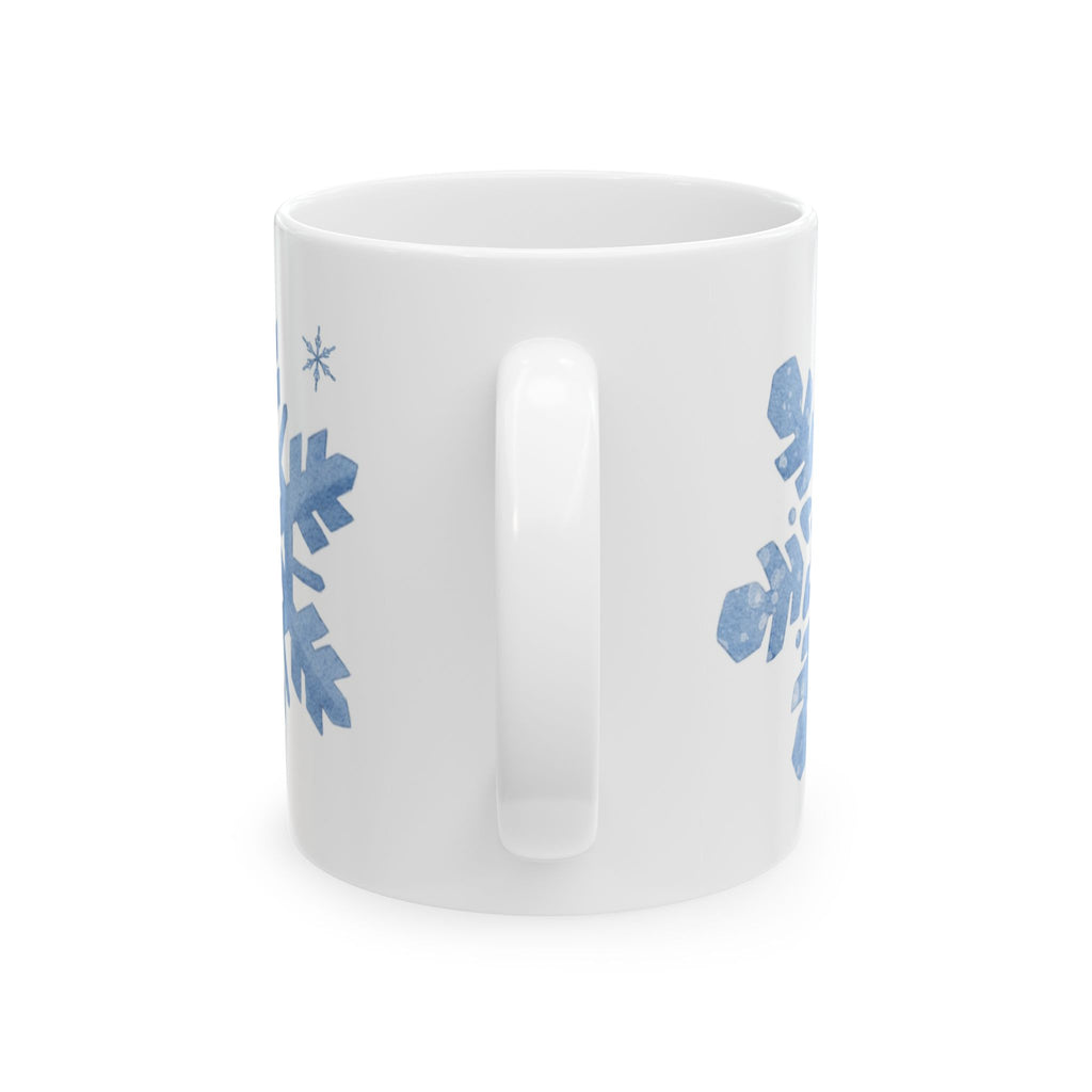 Snowflake Pattern Mug | Cozy Winter Coffee Cup | Minimalist Holiday Ceramic Mug