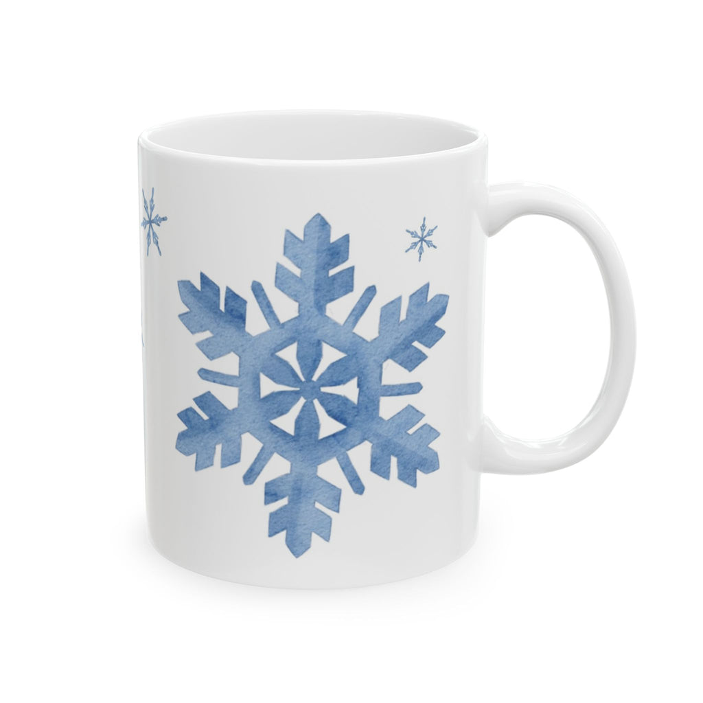 Snowflake Pattern Mug | Cozy Winter Coffee Cup | Minimalist Holiday Ceramic Mug