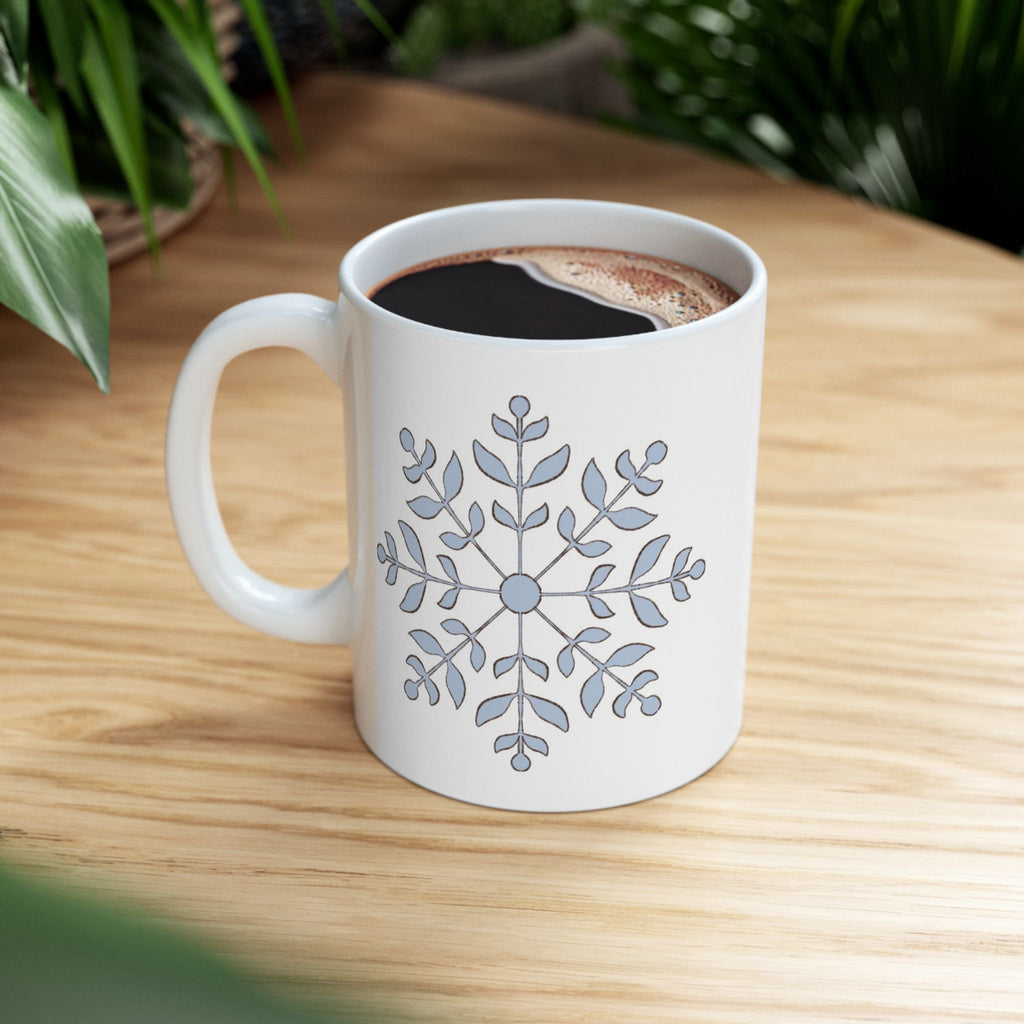 Let It Snow Mug | Snowflake Winter Coffee Cup | Cozy Holiday Ceramic Mug