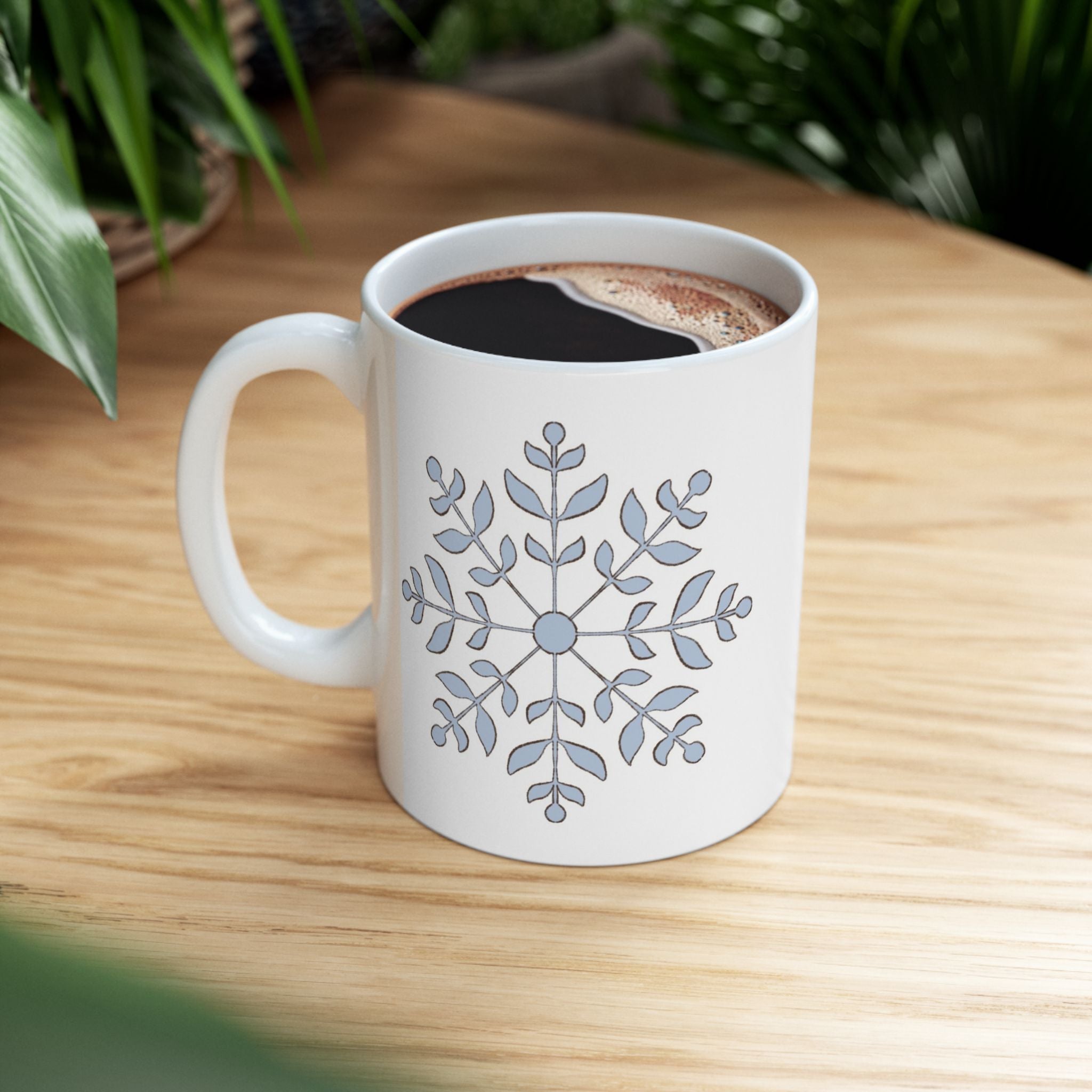 Let It Snow Mug | Snowflake Winter Coffee Cup | Cozy Holiday Ceramic Mug