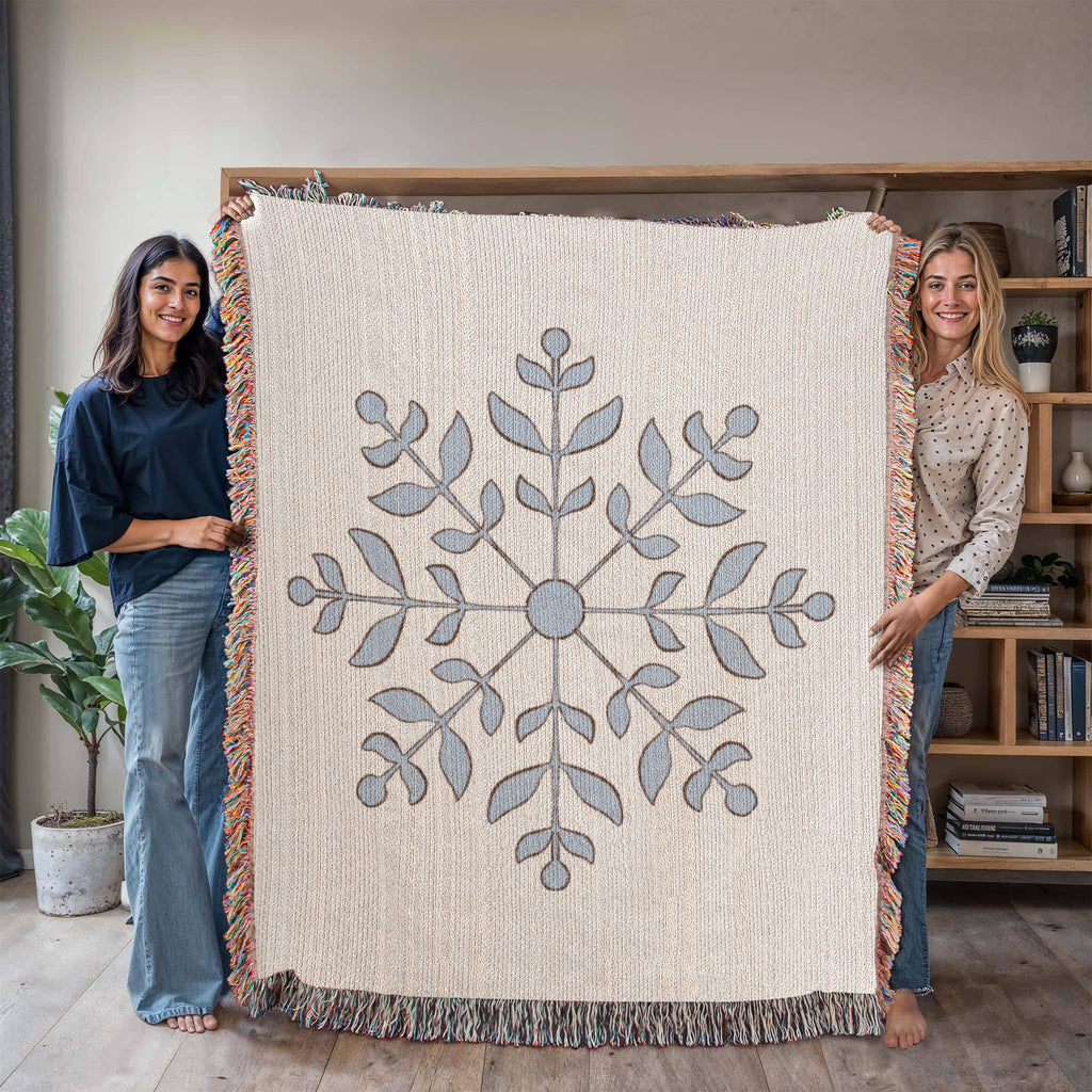 Snowflake Woven Blanket | Cozy Winter Throw | Festive Holiday Home Decor | Christmas Blanket