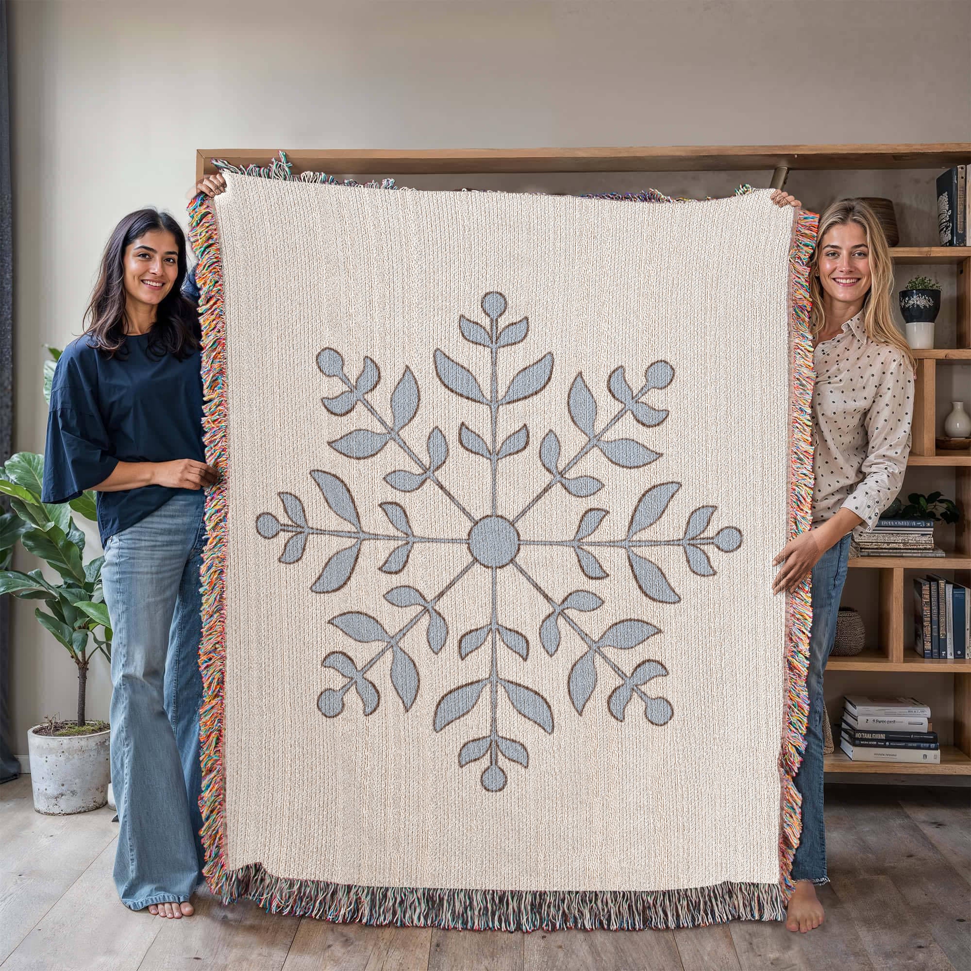 Snowflake Woven Blanket | Cozy Winter Throw | Festive Holiday Home Decor | Christmas Blanket
